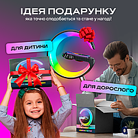 Настільна смарт лампа-нічник G-Smart RGB з годинником, бездротовою зарядкою 15W і Bluetooth-колонкою 3W (GL-White), фото 10