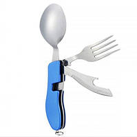 Туристичний похідний складаний набір 4 в 1 — ніж, виделка, ложка відкривачка LC-4704X