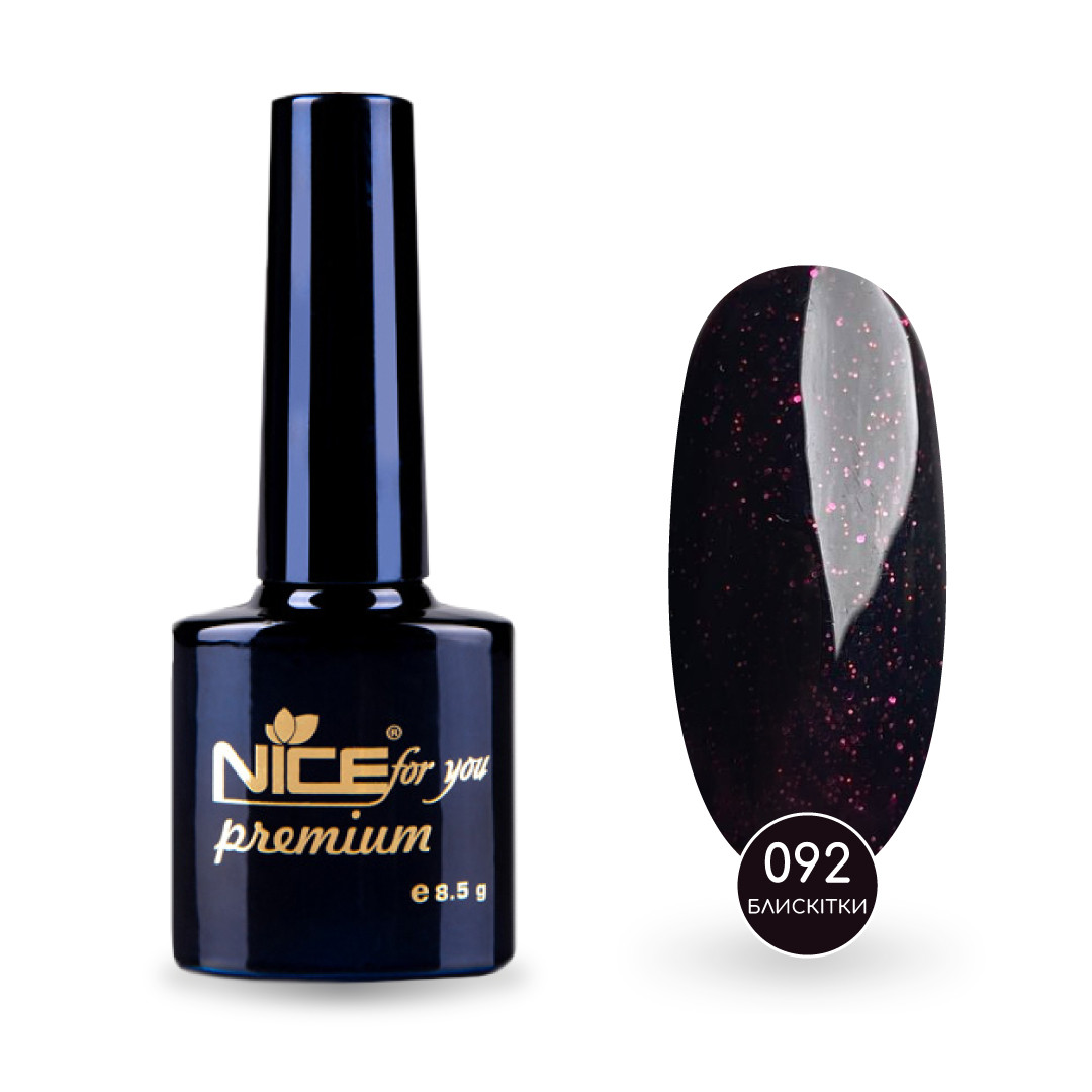 Гель-лак Nice for you Sparkles №092 Чорний з червоними блискітками 8.5 г