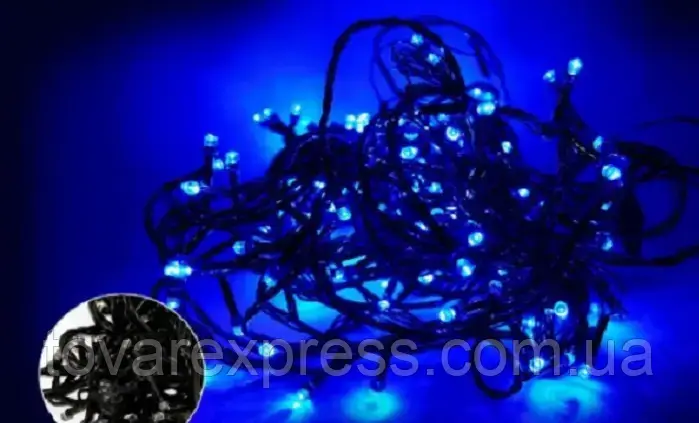 Гирлянда 200 LED (RD-9029) Провод-Чёрный, Цвет ламп-Синий,TE - фото 1 - id-p2054306916