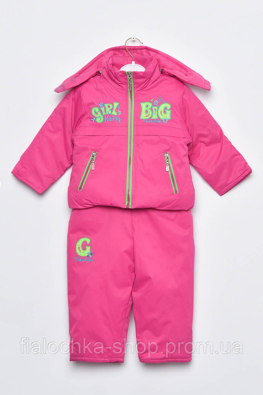 Куртка та напівкомбінезон дитячий для дівчинки єврозима рожевого кольору 169474L