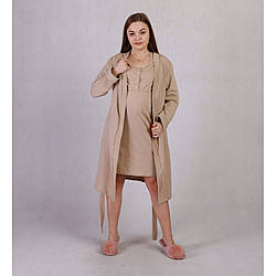 Комплект жіноча нічна сорочка з теплим халатом