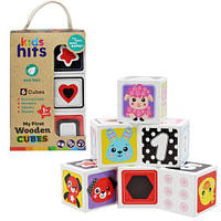 Детский развивающий набор Kids hits My first wooden cubes из 6-ти деревянных кубиков Art34848