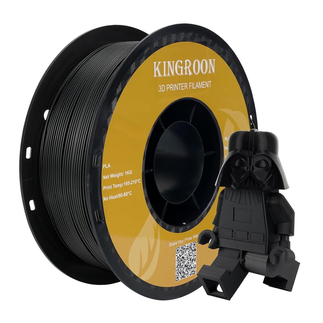 Пластик філамент для 3Д-друку KINGROON PLA Back, 1.75мм, 1кг, Чорний