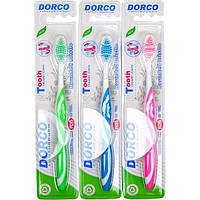 Пластиковые зубные щетки с гибкой головкой на блистере 18,5 см Dorco D-020 в упаковке 12 шт
