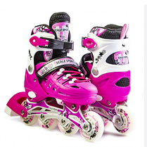 Дитячий багатофункціональний набір Роликів із захистом і шоломом Scale Sports Pink розмір 34-37, фото 3