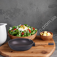 Сковорода с антипригарным гранитным покрытием 24 см, глубокая сковородка для кухни, вместительная сковородка