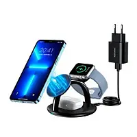 Беспроводное зарядное устройство Choetech Magnetic 3 in 1 magnetic Wireless Charging Stand Black