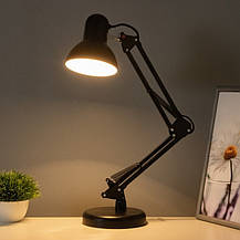 Настільна шкільна лампа на шарнірній підставці під лампу Е27 металева чорного кольору Sirius TY-2811, фото 2