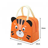 Термосумка — ланч бег для їжі із собою на 5 л 4D Тигр, жовтогаряча, фото 3