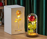 Червона Троянда в скляній колбі з LED підсвічуванням Rose of Love Рожева на батарейках, фото 4