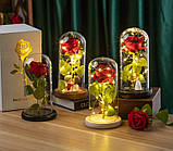 Червона Троянда в скляній колбі з LED підсвічуванням Rose of Love Рожева на батарейках, фото 6