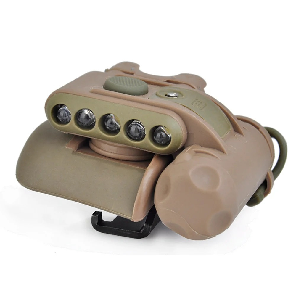 Тактичний Ліхтар із кріпленням на каску, одяг (Білий, червоне світло, IFF маяк) WEX029 — TAN