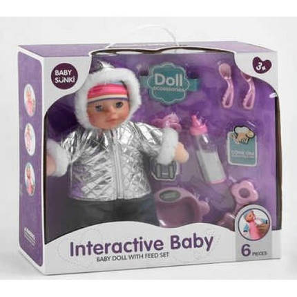 (Пошкоджена коробка)Пупс м'яконабивний муз 33 см 1860-9-10-11-12 пляш посуд в кор.40х36х13, фото 1