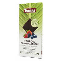 Шоколад Torras Stevia лісова ягода зі стевією без цукру та глютену 125 грам