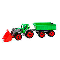 Іграшковий трактор з ковшем і причепом 3688TXK, 2 кольори (Зелений)