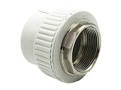 Муфта Ø40 x 1 1/4" внутрішня різьба під ключ поліпропілен/латунь білий колір Asco®