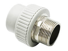 Муфта Ø50 x 1 1/2" зовнішня різьба під ключ поліпропілен/латунь білий колір Asco®