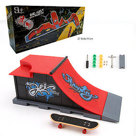 Набір фінгерборд пальчикова гра fingerboard скейт парк скейт фінгерборд з трампліном та скейт