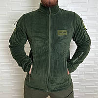 Тактическая, мужская флисовая кофта Flas Polar с велкро под шевроны и патчи Зеленый, S, кофта армейская зимняя M, Зелёный