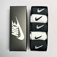 Бокс мужских черных брендовых модных носков Nike 41-45 на 5 пар в крутой качественной подарочной упаковке КМ