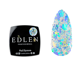 Глітерний гель-лак Edlen Confetti Glitter No02 з блискітками різної форми, 5 мл