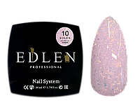 Гель для наращивания Edlen Builder gel Shimmer №10 универсальный, нежно-розовый с цветными блестками, 50 мл