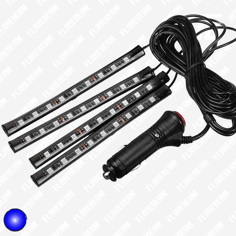 Підсвітка салону (ніг) автомобіля світлодіодна (LED), підкл. у прикурювач (кнопка), SMD 5050*09, 4 ел.