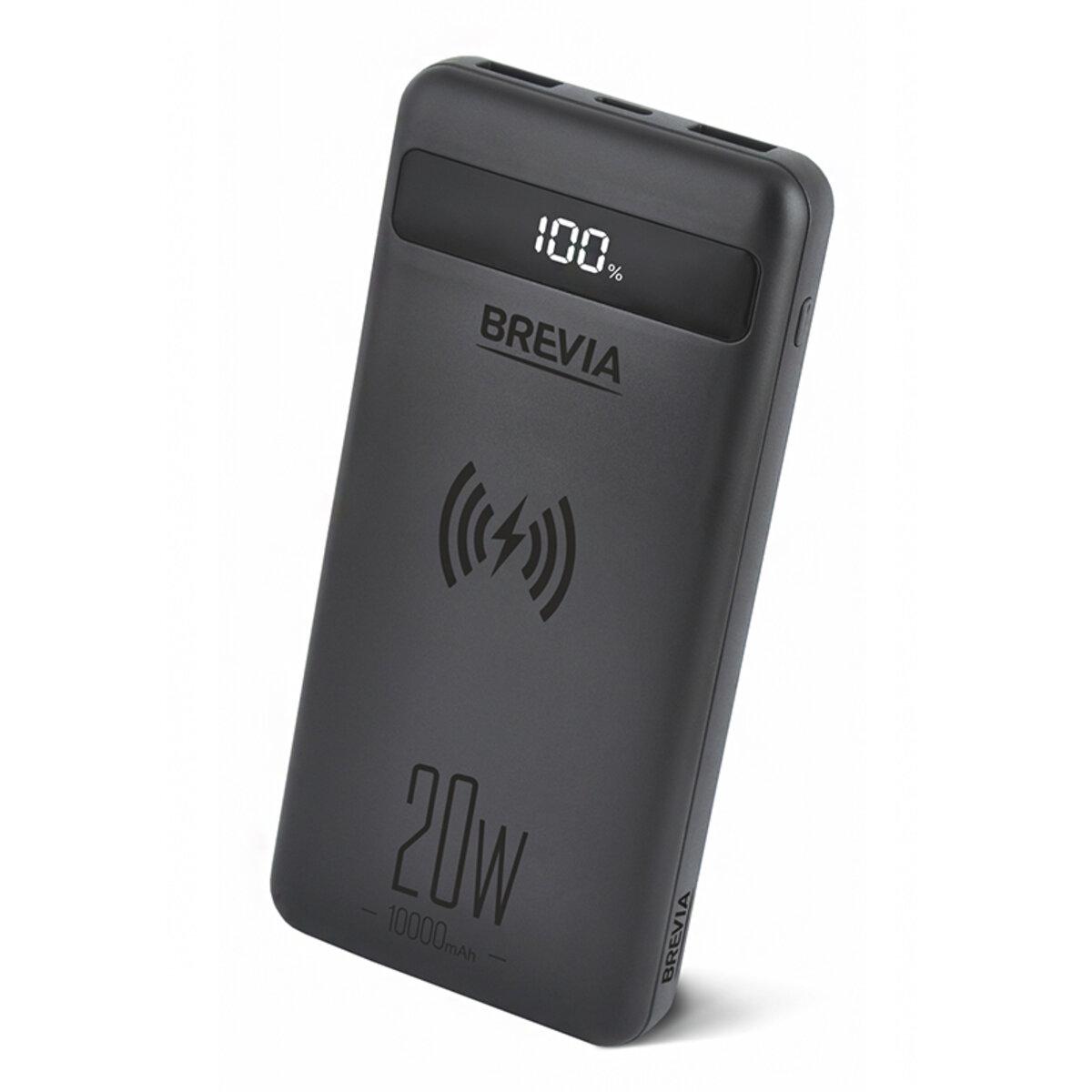 Універсальна мобільна батарея Brevia 10000mAh 20W Wireless Qi10W Li-Pol, LCD (45118)