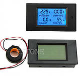 Вимірювач параметрів струму, ватметр, AC 220В, 100А, фото 2