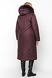 Довгий пуховик пальто колоьру марсал, фото 3