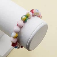 Браслет агат 10 мм кольоровий на гумці