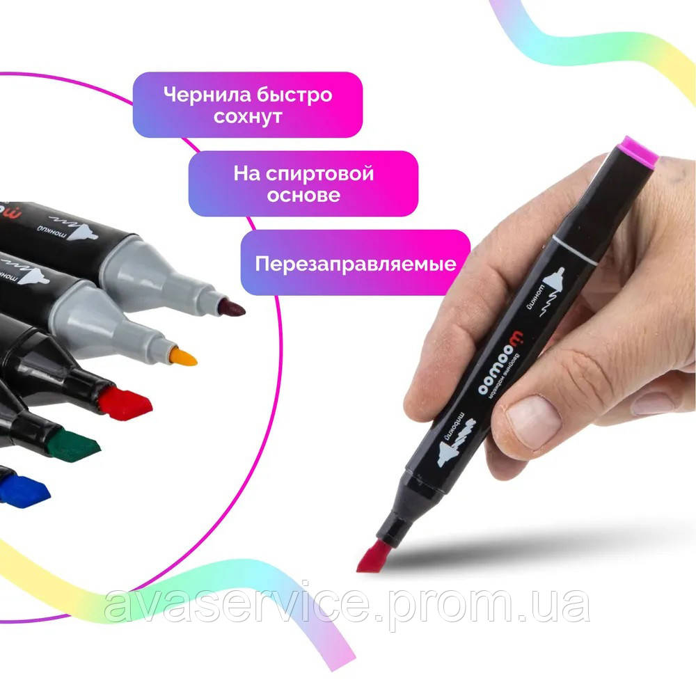 Набір фломастерів для скетчингу 36 шт | Набір кольорових маркерів | Скетч-маркери QK-784 для малювання