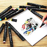 Набір фломастерів для скетчингу 36 шт | Набір кольорових маркерів | Скетч-маркери QK-784 для малювання, фото 8