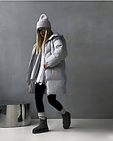 Женская дутая куртка на холодную зиму до -20 СЕРЫЙ от 42 до 52 р.