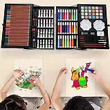 Набір для дитячої творчості та малювання 145 предметів юний художник в алюмінієвій валізі єдиноріг Рожевий, фото 7