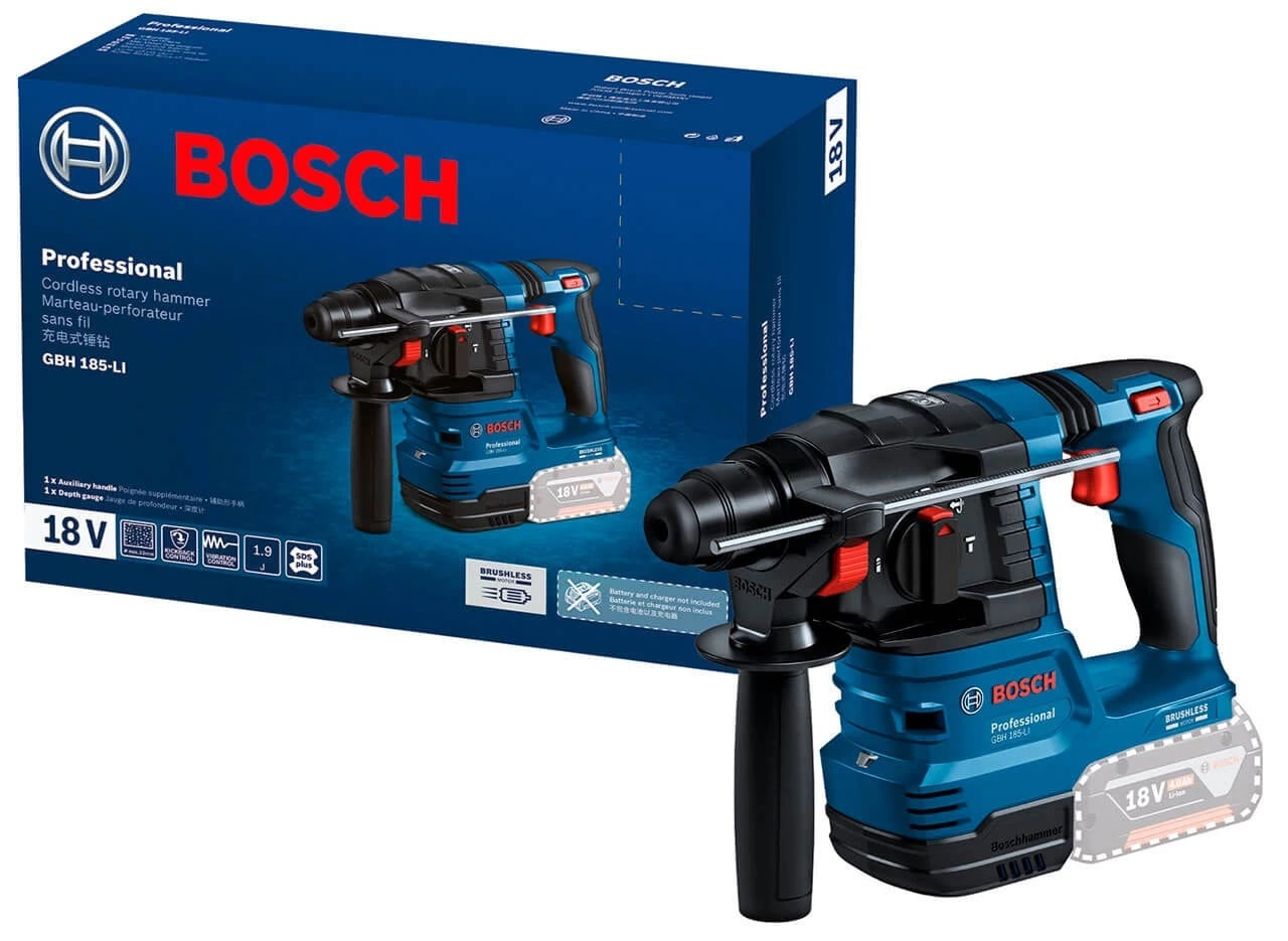 Bosch Перфоратор GBH 185-LI, акумуляторний, 18В, SDS-Plus, 1.9Дж, безщітковий, соло (без АКБ та ЗП)  E-vce - Знак Якості