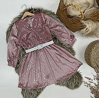 Сукня святкова ВЕЛЮР З ПАЄТКАМИ для дівчинки Рожева