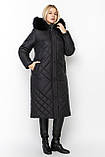 Довгий жіночий пуховик із хутром довгий Li-167 чорний, розміри 48-66, фото 5