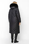 Довгий жіночий пуховик із хутром довгий Li-167 чорний, розміри 48-66, фото 6