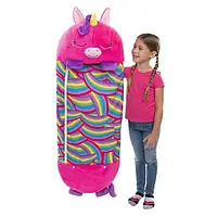 Слипик "Единорог" 3в1, спальный мешок игрушка подушка, для детей, подростков, фиолетовый