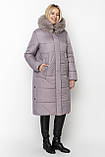 Довгий жіночий пуховик Li-166 сірого кольору, розміри 48-58, фото 2