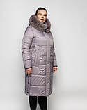 Довгий жіночий пуховик Li-166 сірого кольору, розміри 48-58, фото 4