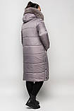 Довгий жіночий пуховик Li-166 сірого кольору, розміри 48-58, фото 5