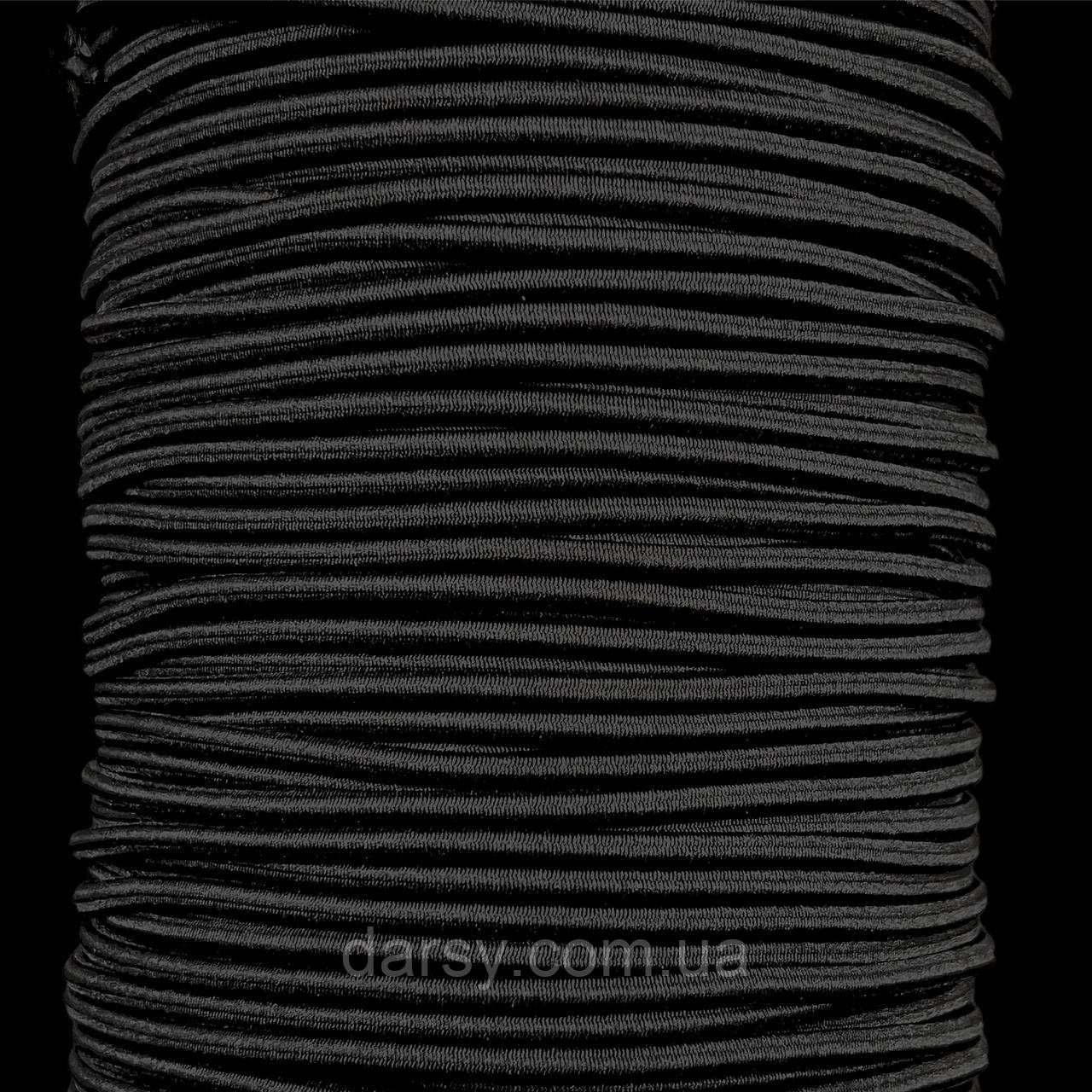 Еластичний шнур Spandex Line шнур-резинка капелюшна 2 мм колір Чорний, фото 1