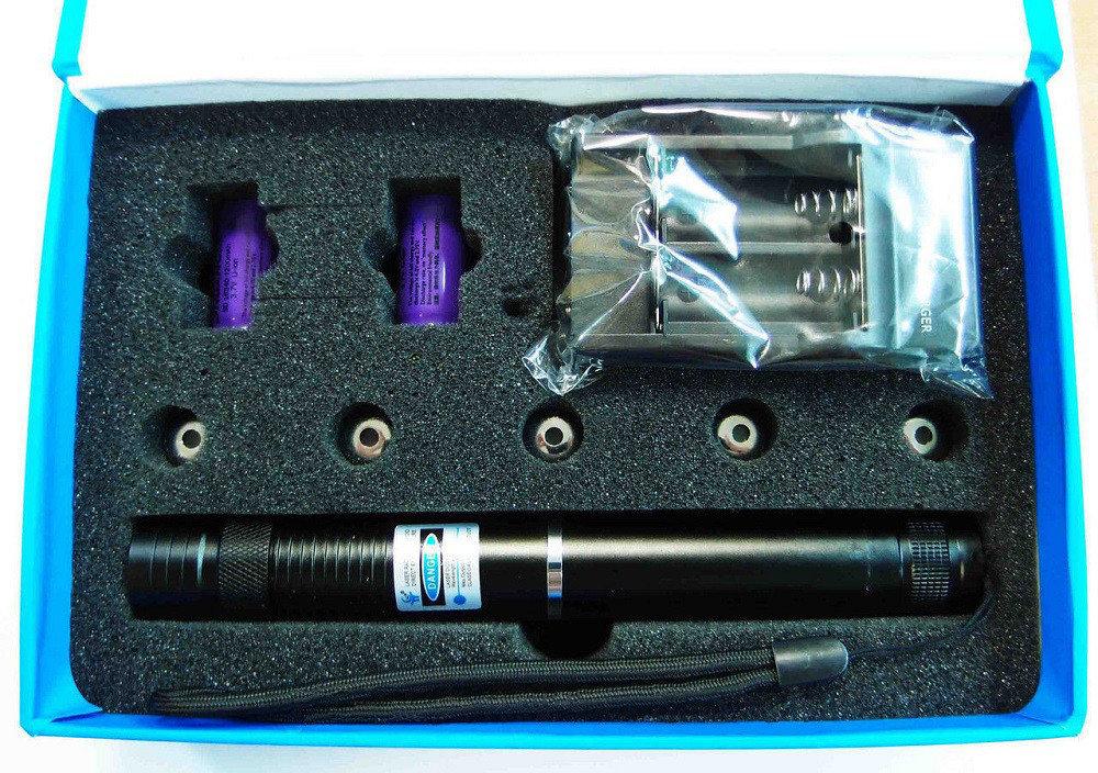 Потужний синій лазер YX-B 008 + 5 насадок, лазерна указка, цілепокажчик - фото 4 - id-p2054552935