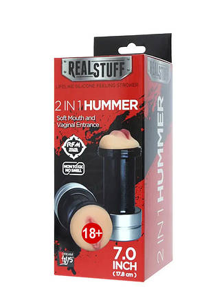 Двосторонній мастурбатор REALSTUFF 2 IN 1 HUMMER - MOUTH & VAGINA, фото 3