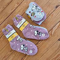 Жіночі шкарпетки Снупі, теплі та м'які, 2 пари, розмір 39-42, колір сірий, рожевий