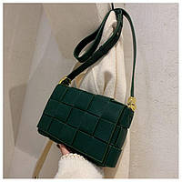 Классическая женская сумка Bottega Veneta Cassette Bag из эко кожи, зеленая женская сумка большая вязка