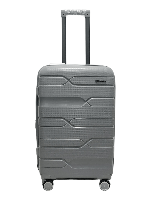 Средний дорожный чемодан полипропилен на 4 колесах размер М Milano качественный серый чемодан прочный средний